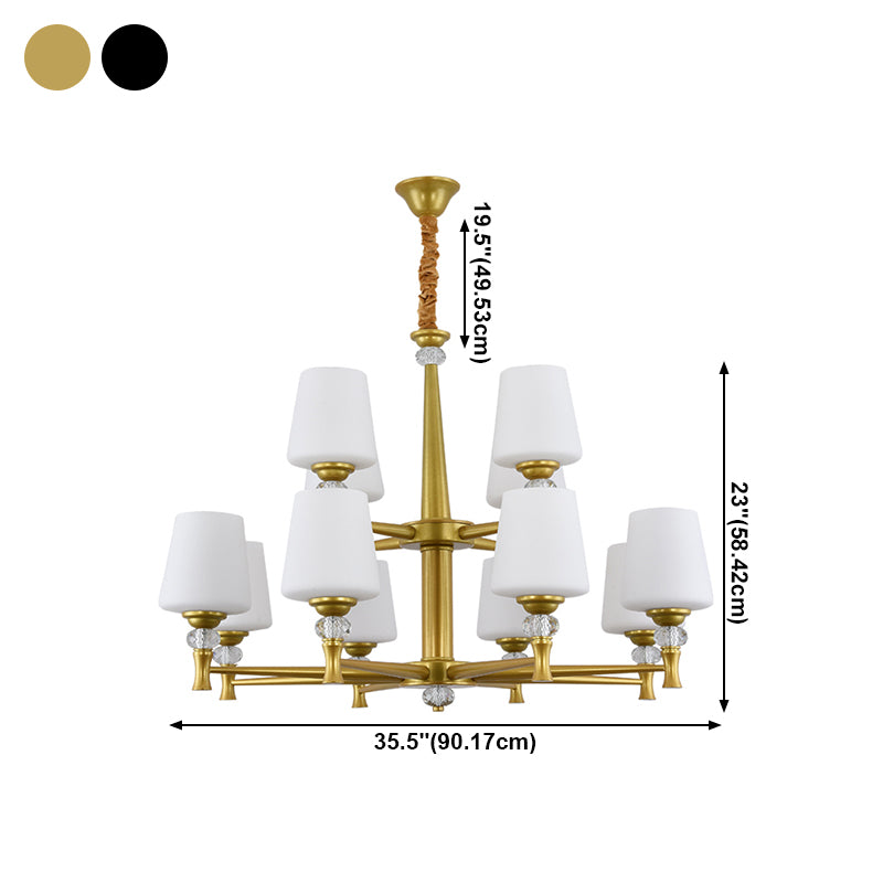 Glass Shade Metal Chandelier Light Fixtures American Style Multi-Head Bell Suspension Lamp