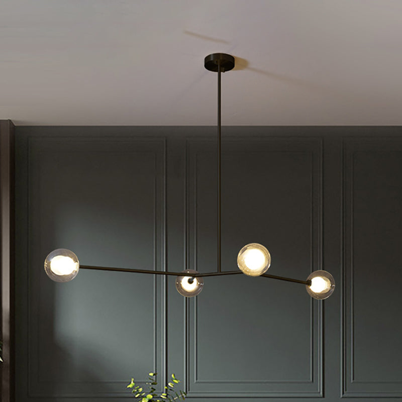 Nordic Modern Dining Pendant Light Round Glass Shade Chandelier Light Fixture for Dining Room