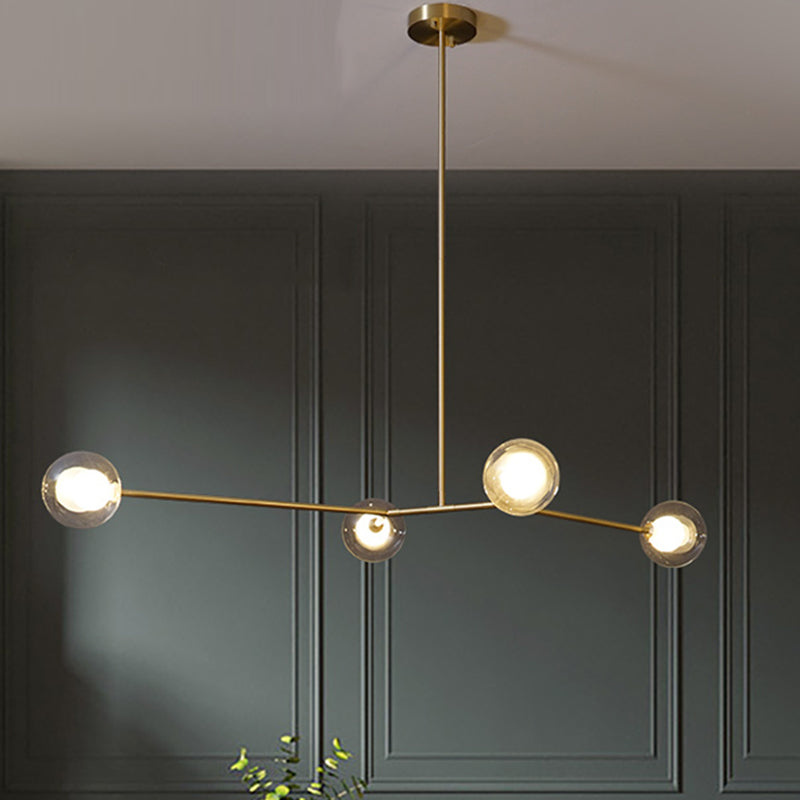 Nordic Modern Dining Pendant Light Round Glass Shade Chandelier Light Fixture for Dining Room