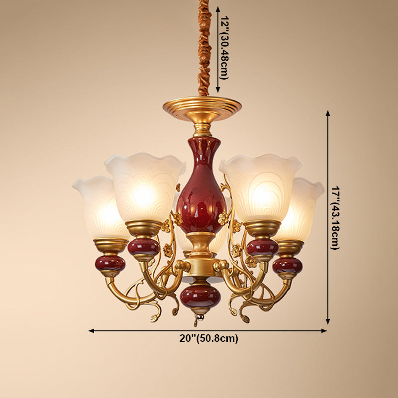 White Glass American Chandelier Gold Multi Light Hanging Light for Restaurant