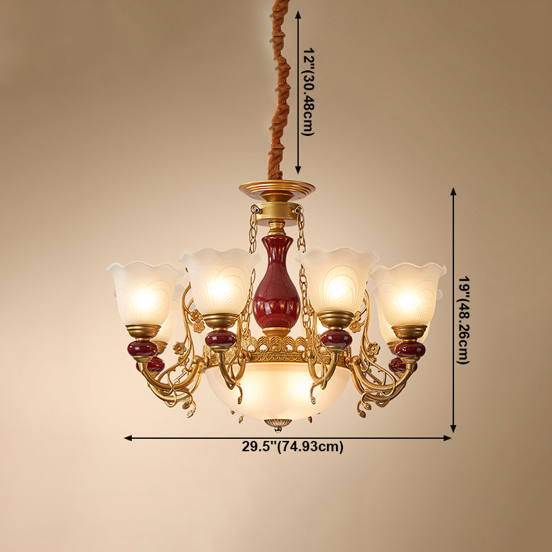 White Glass American Chandelier Gold Multi Light Hanging Light for Restaurant