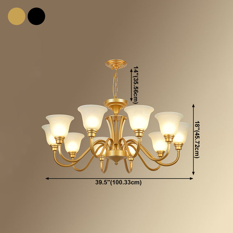 Glass American Chandelier Bell Shape Multi Light Hanging Light for Restaurant