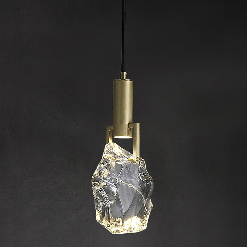 Cristaux clairs bloque les éclairages suspendus 11 "H lampe suspendue en or pour la table à manger