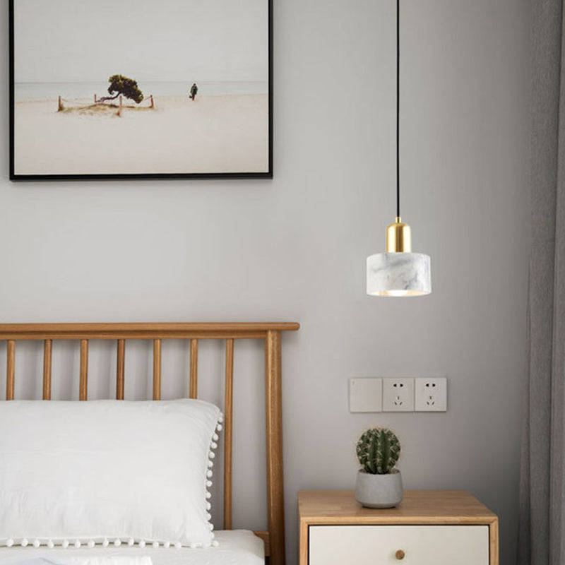 1 Light Pendant Light Modern Style Geometric Shape Stone Hanging Lamp for Bedside