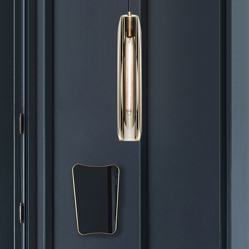 Crystal Pendante Light Contemporary Smoke Grey Pendant lampe pour le salon