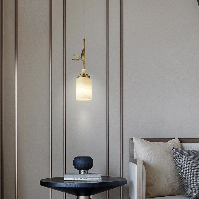 Suspension de style moderne suspendu à la lumière du cylindre en pierre pour chambre à coucher
