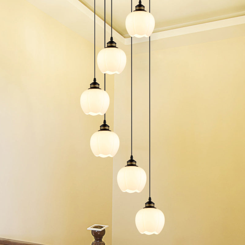 Luminaires suspendus noirs à tête multiples lampe à suspension en métal moderne pour le salon