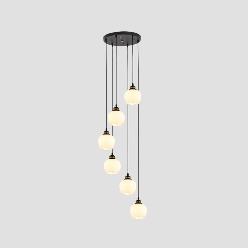 Luminaires suspendus noirs à tête multiples lampe à suspension en métal moderne pour le salon