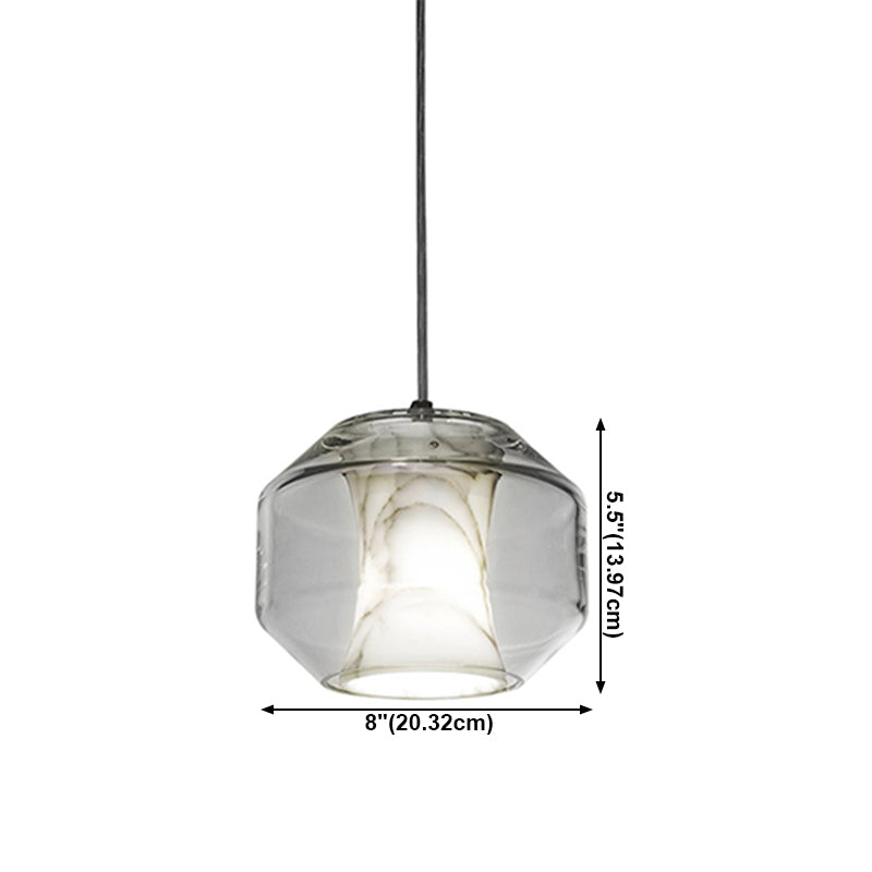 Pendentif de style moderne pierre lumineuse 1 lumière suspendue Lumière en blanc pour le chevet