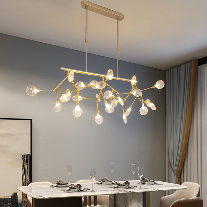 Firewcord Shape Island Lights Modern Style Acrylic Metal Chandelier Lights For Dining Room