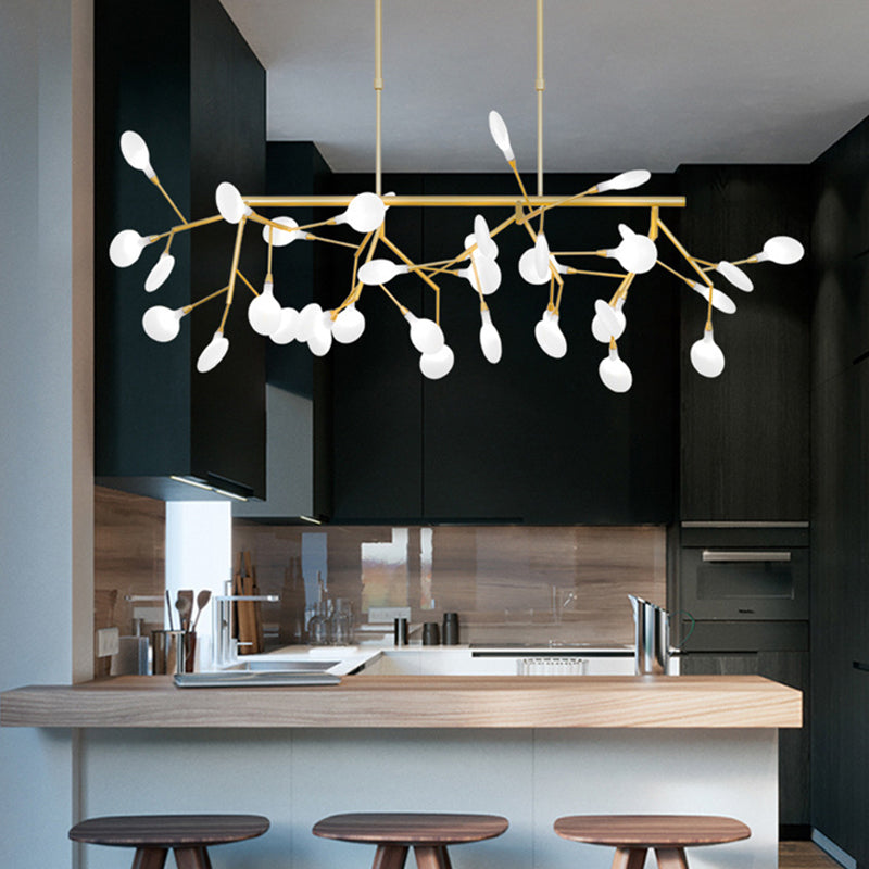 Firewcord Shape Island Lights Modern Style Acrylic Metal Chandelier Lights For Dining Room