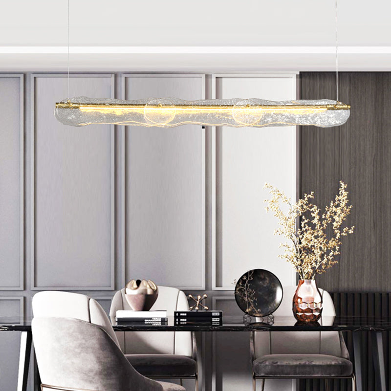1-leichte Inselbeleuchtung minimaler Stil Linearer Formglasanhänger Beleuchtung