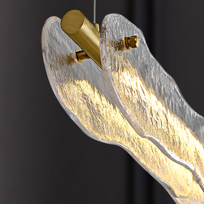 1-leichte Inselbeleuchtung minimaler Stil Linearer Formglasanhänger Beleuchtung