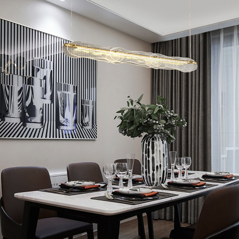 1-leichte Inselbeleuchtung minimaler Stil Linearer Formglasanhänger Beleuchtung