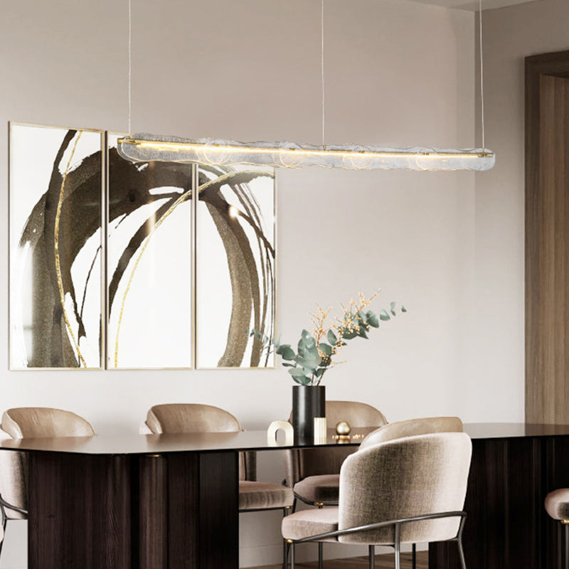 1-leichte Inselbeleuchtung minimaler Stil Linearer Formglasanhänger Beleuchtung