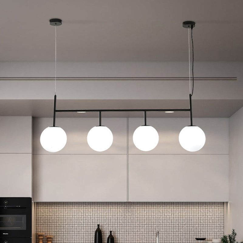 Moderne Esselinsel Leichte runde Glasschatten Hängende Leuchte für Esszimmer