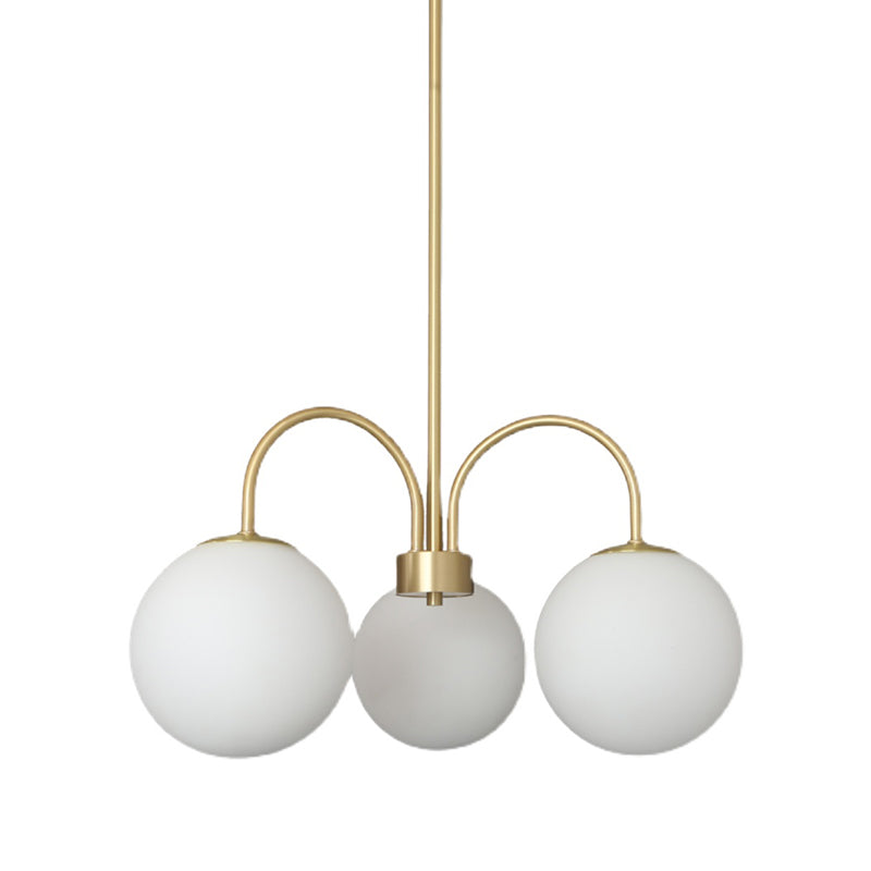 Gold Copper Chandelier Light Fixtures Modern 3-Head Globe Suspension Lamps for Living Room