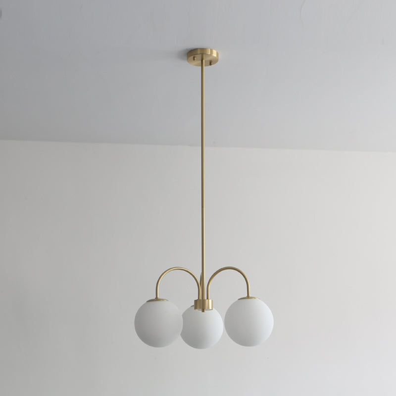 Gold Copper Chandelier Light Fixtures Modern 3-Head Globe Suspension Lamps for Living Room