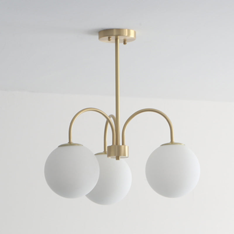 Gold Copper Chandelier Light Fixtures Modern 3-Head Globe Suspension Lamps for Living Room