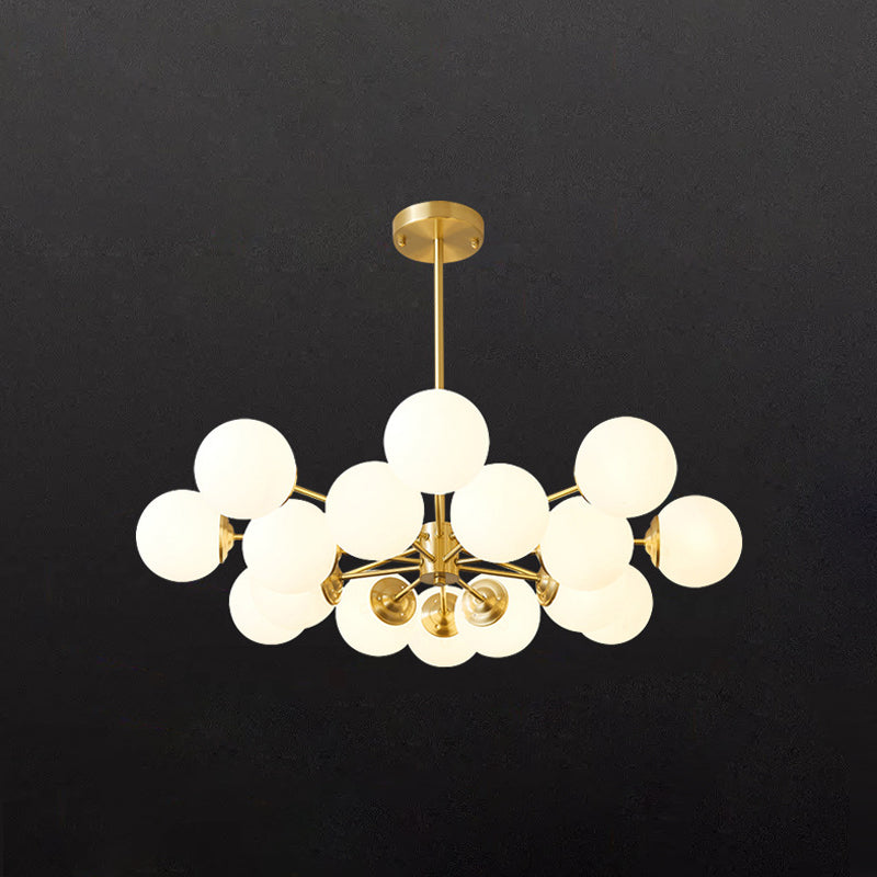 Brass Nordic Chandelier Globe Multi Light Hanging Light with Glass for Restaurant