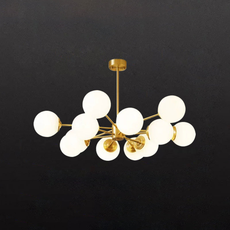 Brass Nordic Chandelier Globe Multi Light Hanging Light with Glass for Restaurant