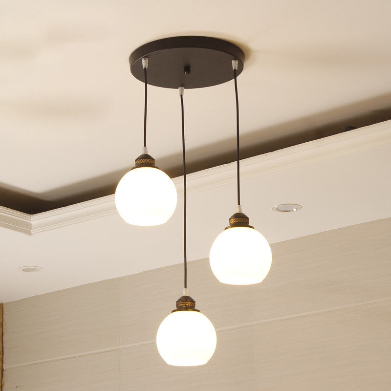 Blanc Glass Shade Pendant Light Nordic Style multiple Hanging Light pour duplex