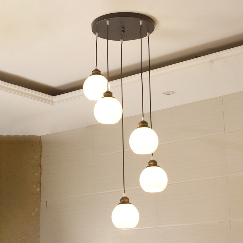 Blanc Glass Shade Pendant Light Nordic Style multiple Hanging Light pour duplex