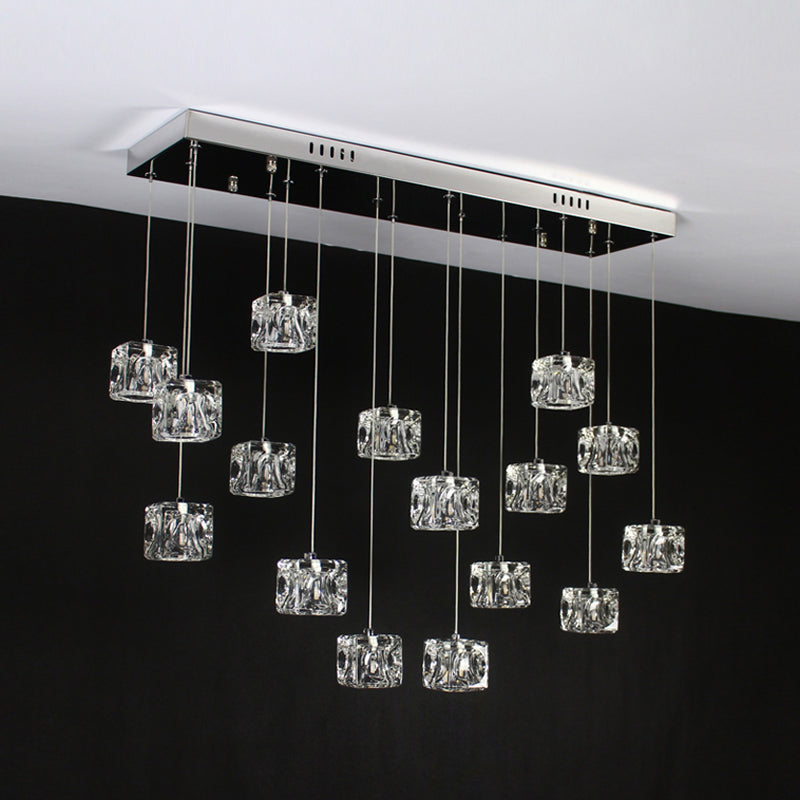 Cube Shape Crystal Pendant Light Contemporain multiple suspendu pour les escaliers