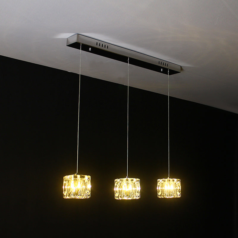 Cube Shape Crystal Pendant Light Contemporain multiple suspendu pour les escaliers