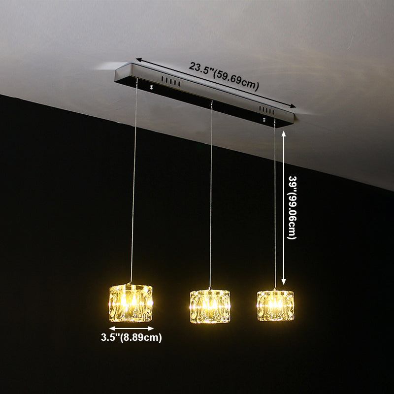 Cube Shape Crystal Pendant Light Contemporain multiple suspendu pour les escaliers
