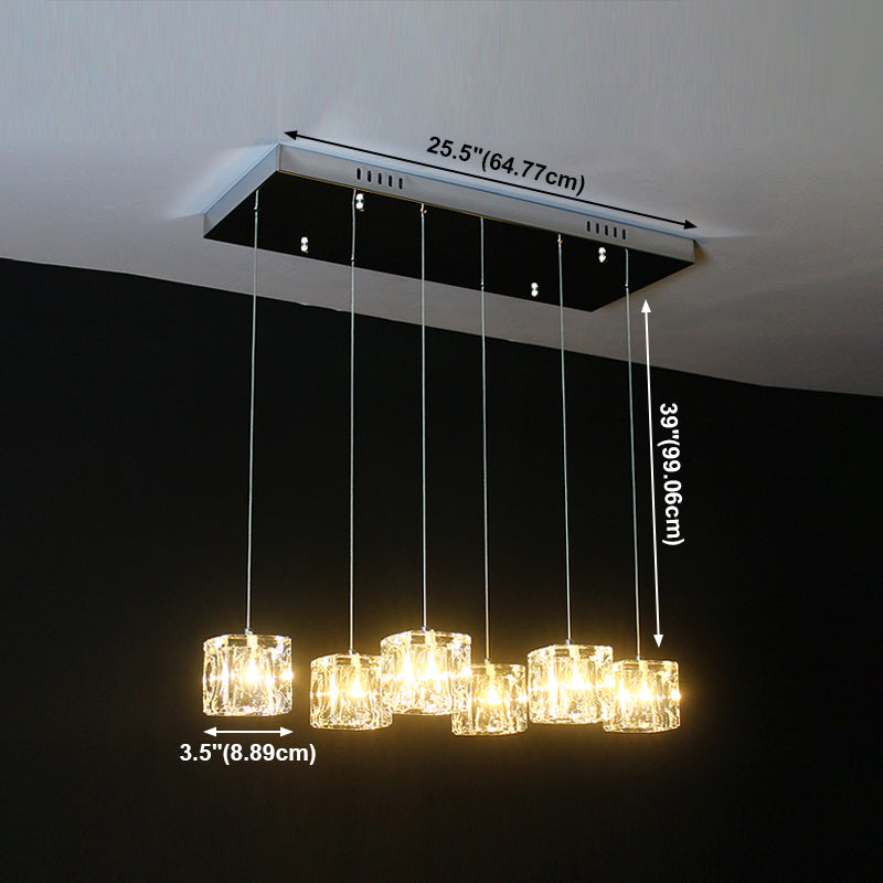 Cube Shape Crystal Pendant Light Contemporain multiple suspendu pour les escaliers