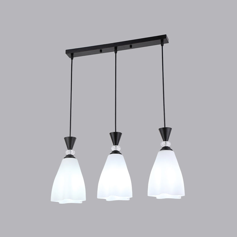 Bloemen diner hanglampverlichting minimalistisch wit glas hangende verlichtingsarmatuur