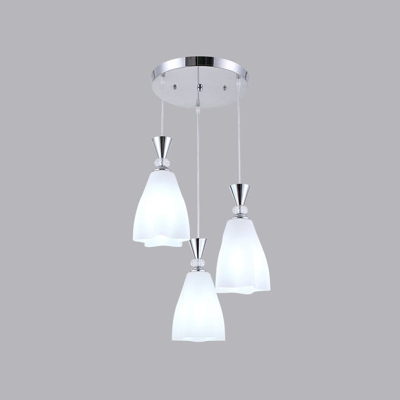 Bloemen diner hanglampverlichting minimalistisch wit glas hangende verlichtingsarmatuur