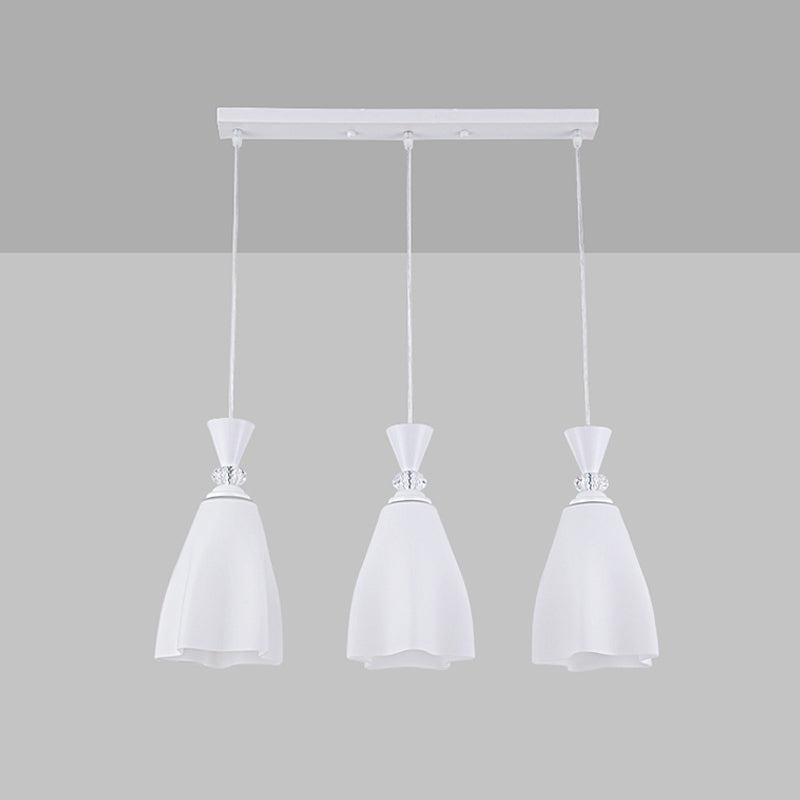 Bloemen diner hanglampverlichting minimalistisch wit glas hangende verlichtingsarmatuur
