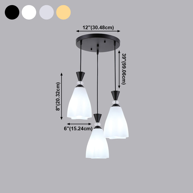 Bloemen diner hanglampverlichting minimalistisch wit glas hangende verlichtingsarmatuur