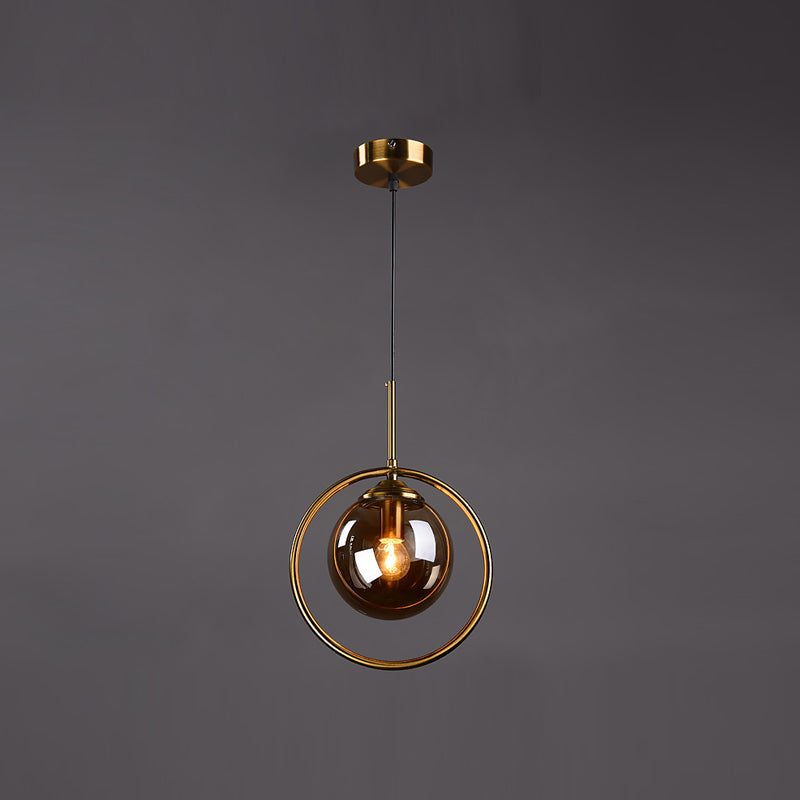 Luminaires suspendus en métal Globe lampe de suspension nordique avec nuance en verre