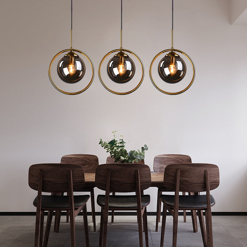 Luminaires suspendus en métal Globe lampe de suspension nordique avec nuance en verre