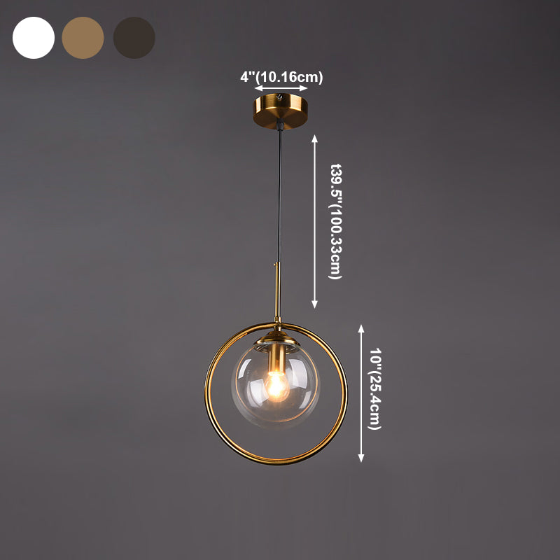 Luminaires suspendus en métal Globe lampe de suspension nordique avec nuance en verre