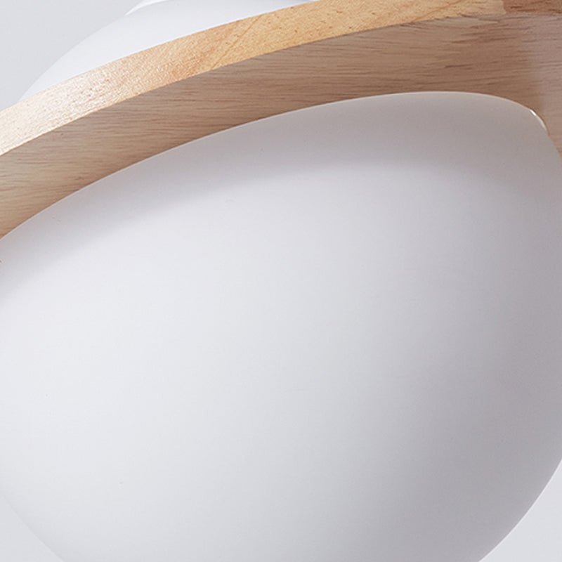 Houten hangende verlichtingsarmaturen Globe Noordse suspensielamp met witte glazen schaduw