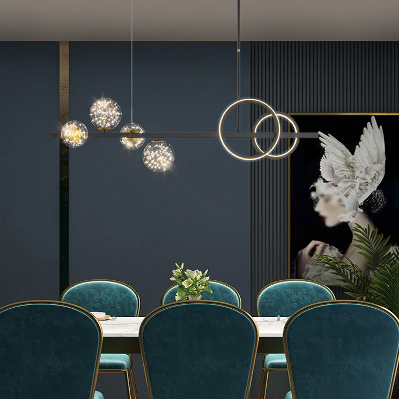 Lámpara de araña de comedor moderno nórdico lámpara de tono de vidrio redondo lámpara colgante