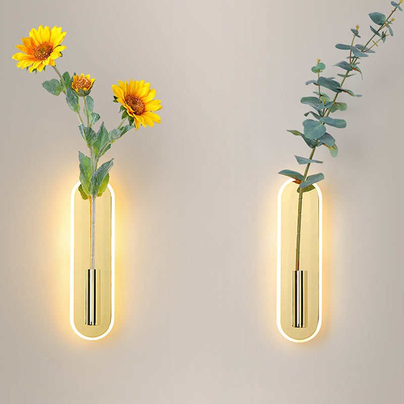 Modernist Gold Wall Sconce LED Minimalism Wall Mounted Light(Without Plant)