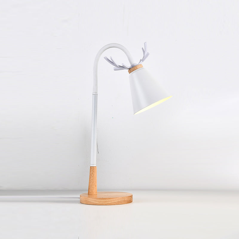 Lampada da tavolo moderna corna lampada da scrivania a singola luce con legno per camera da letto