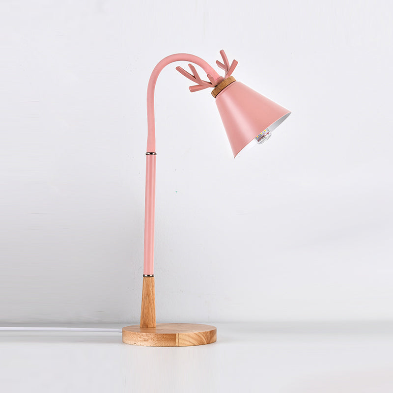 Modern Antlers Table Lamp Colorful Single Light Desk Lamp with Wood for Bedroom