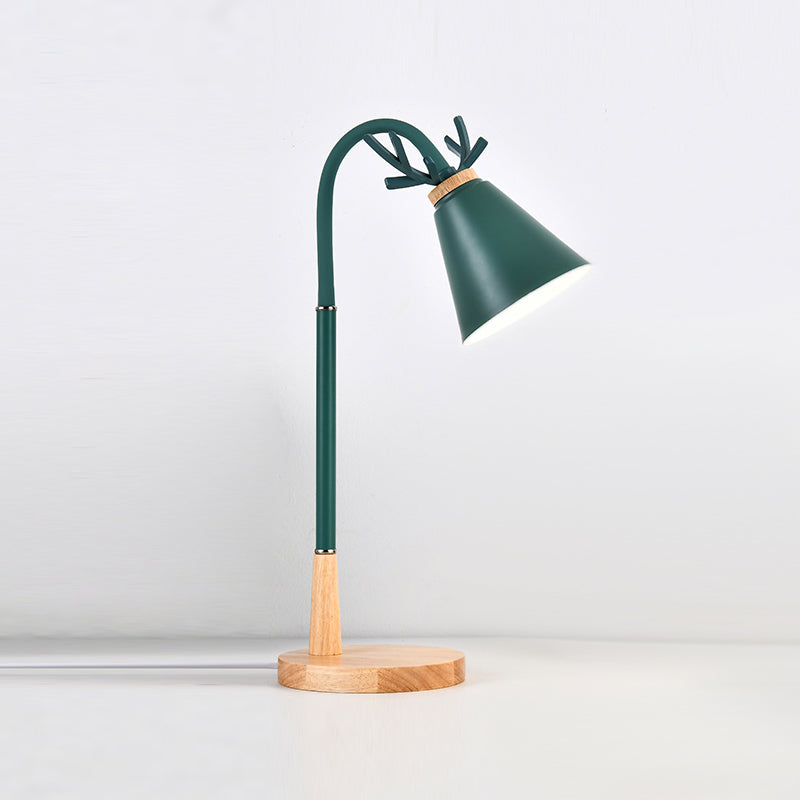 Lampada da tavolo moderna corna lampada da scrivania a singola luce con legno per camera da letto