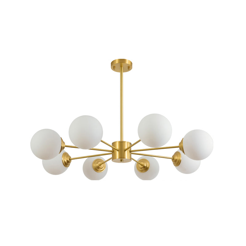 Brass Globe Chandelier Lamp American Multi Light Hanging Light for Living Room