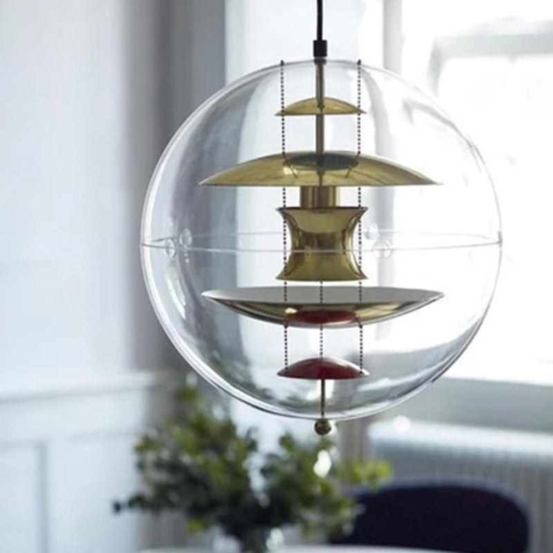 Lampe à suspension en acrylique transparent sphérique minimaliste 1 éclairage lumineux Light pour le café