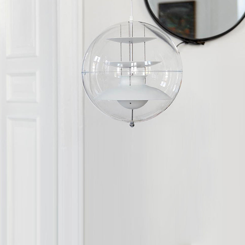 Lampe à suspension en acrylique transparent sphérique minimaliste 1 éclairage lumineux Light pour le café