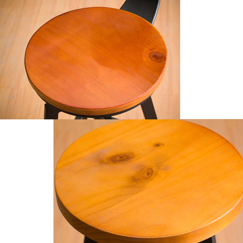 Industrial Leather Wood Counter Bar Stool Armless Adjustable Height Stool