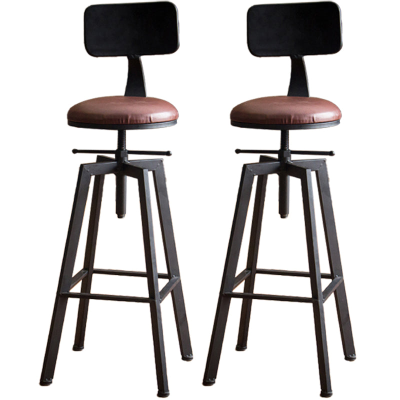 Industrial Leather Wood Counter Bar Stool Armless Adjustable Height Stool