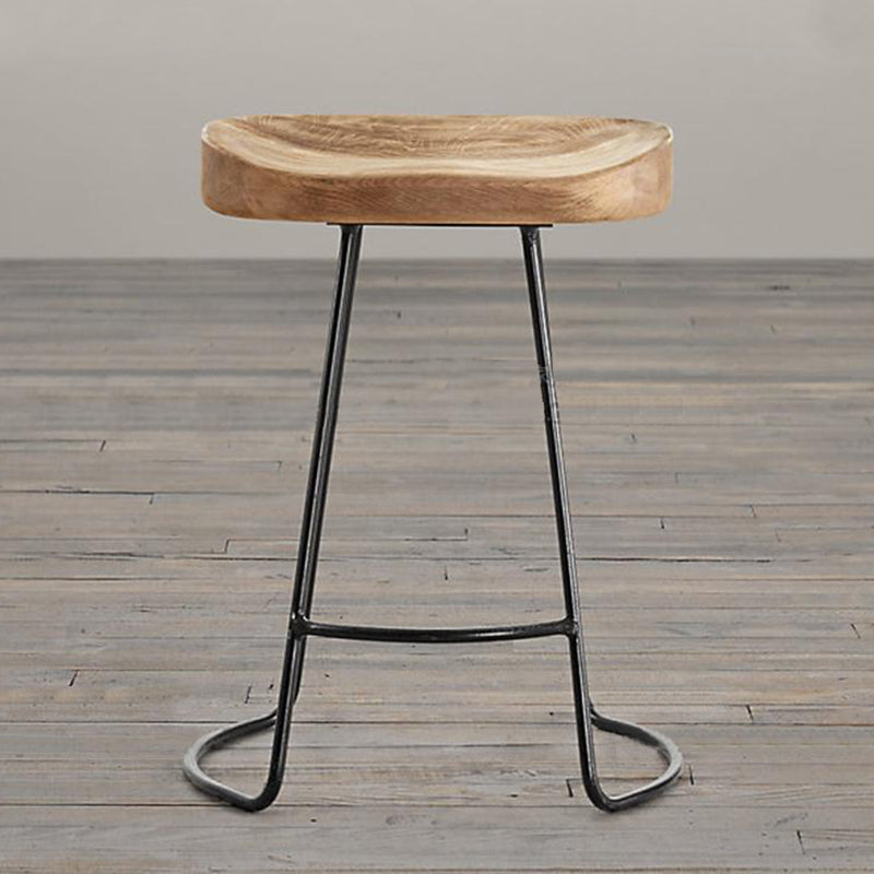 Taburete de bar industrial sin respaldo y sin brazos Taburete de mostrador de madera
